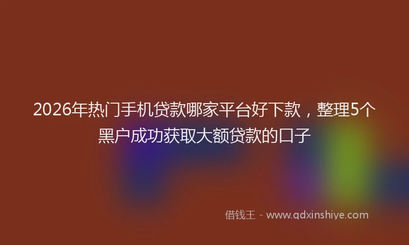 2026年热门手机贷款哪家平台好下款,整理5个黑户成功获取大额贷款的口子