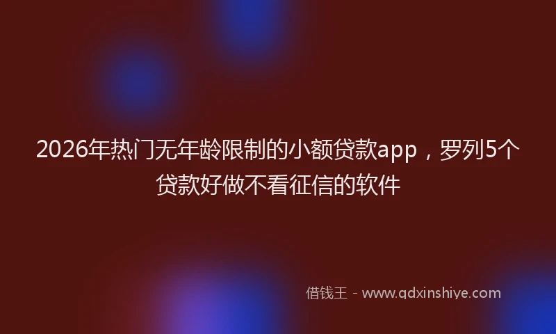 2026年热门无年龄限制的小额贷款app，罗列5个贷款好做不看征信的软件