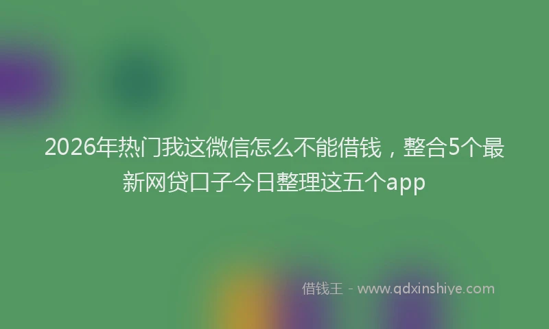 2026年热门我这微信怎么不能借钱,整合5个最新网贷口子今日整理这五个app