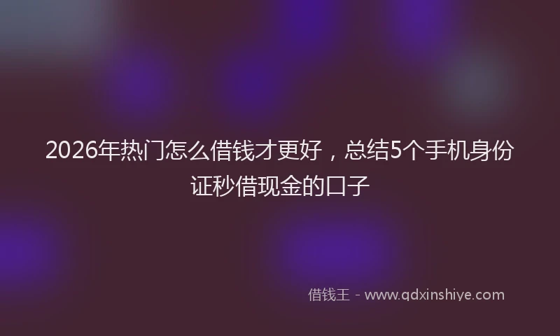 2026年热门怎么借钱才更好，总结5个手机身份证秒借现金的口子