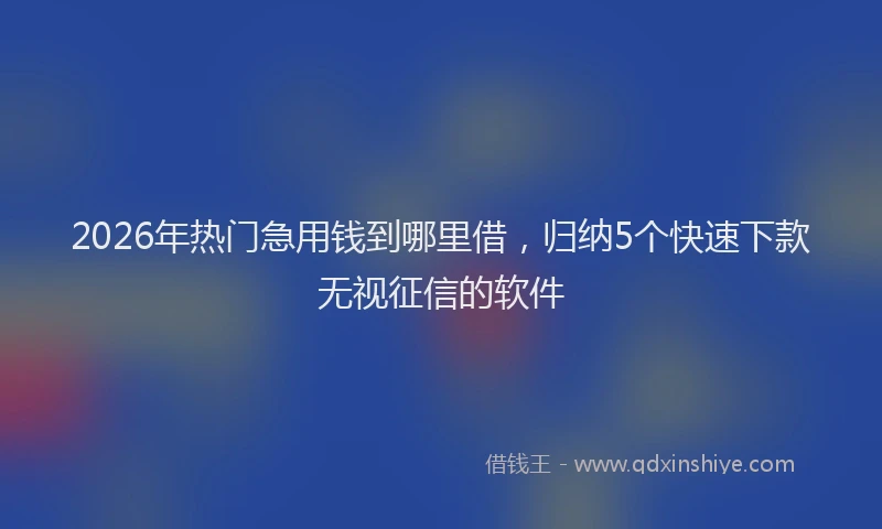 2026年热门急用钱到哪里借，归纳5个快速下款无视征信的软件