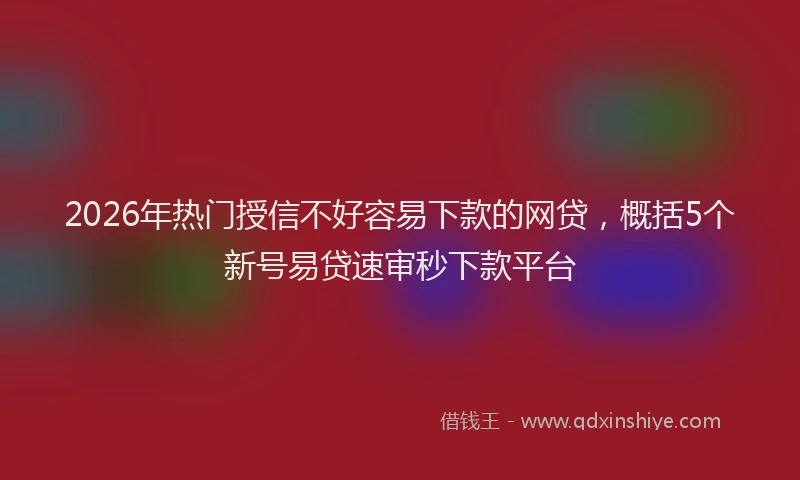2026年热门授信不好容易下款的网贷，概括5个新号易贷速审秒下款平台