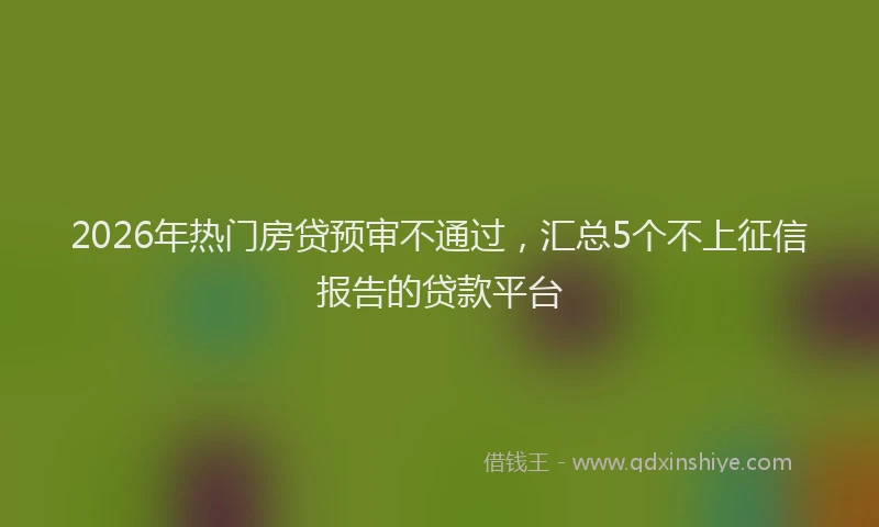 2026年热门房贷预审不通过，汇总5个不上征信报告的贷款平台