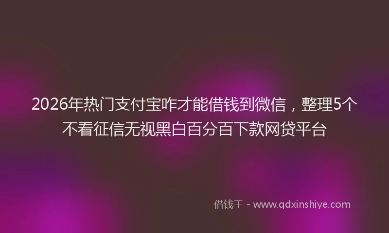 2026年热门支付宝咋才能借钱到微信，整理5个不看征信无视黑白百分百下款网贷平台