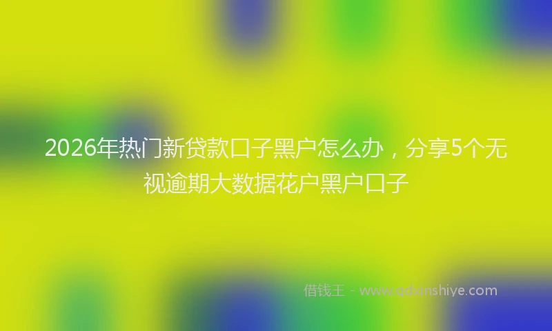 2026年热门新贷款口子黑户怎么办，分享5个无视逾期大数据花户黑户口子