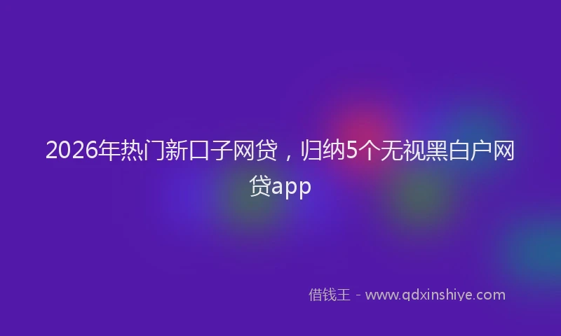 2026年热门新口子网贷，归纳5个无视黑白户网贷app