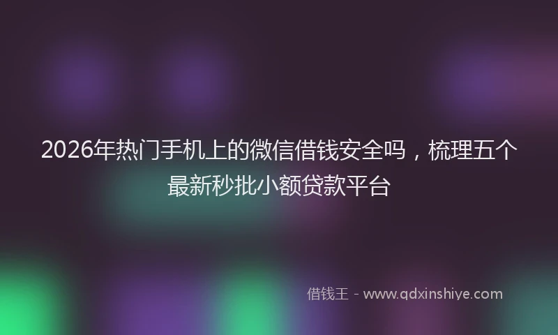 2026年热门手机上的微信借钱安全吗,梳理五个最新秒批小额贷款平台