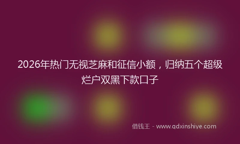 2026年热门无视芝麻和征信小额，归纳五个超级烂户双黑下款口子