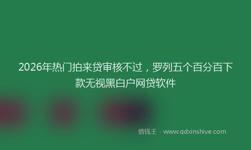 2026年热门拍来贷审核不过，罗列五个百分百下款无视黑白户网贷软件