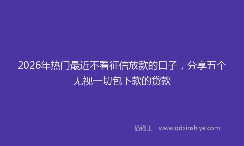 2026年热门最近不看征信放款的口子，分享五个无视一切包下款的贷款