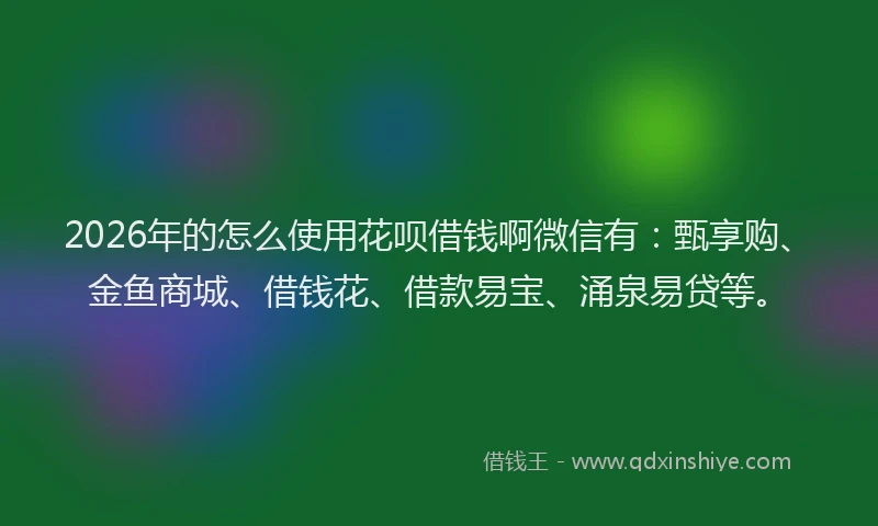 2026年的怎么使用花呗借钱啊微信有:甄享购、金鱼商城、借钱花、借款易宝、涌泉易贷等。