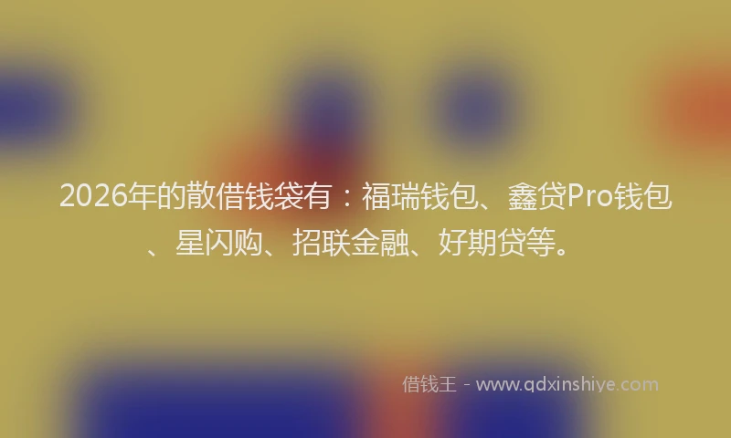 2026年的散借钱袋有：福瑞钱包、鑫贷Pro钱包、星闪购、招联金融、好期贷等。