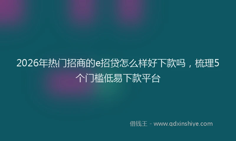 2026年热门招商的e招贷怎么样好下款吗，梳理5个门槛低易下款平台