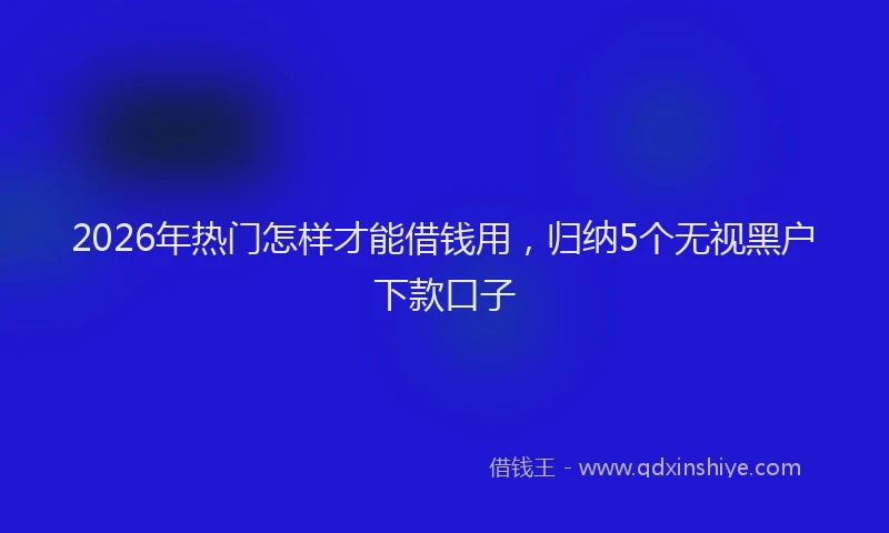 2026年热门怎样才能借钱用，归纳5个无视黑户下款口子