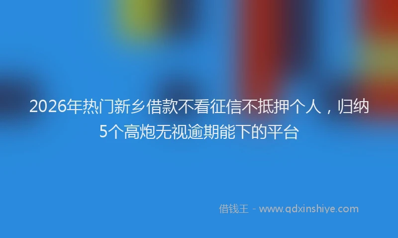 2026年热门新乡借款不看征信不抵押个人，归纳5个高炮无视逾期能下的平台