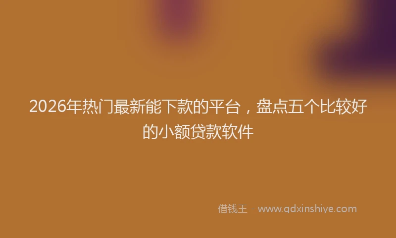 2026年热门最新能下款的平台，盘点五个比较好的小额贷款软件