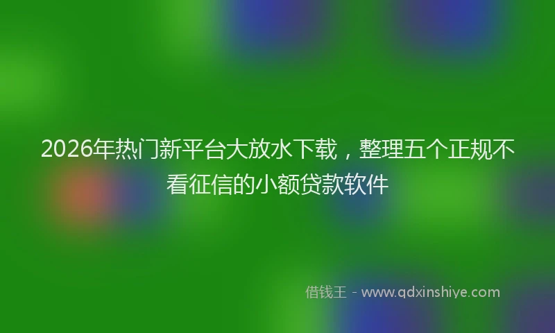 2026年热门新平台大放水下载,整理五个正规不看征信的小额贷款软件