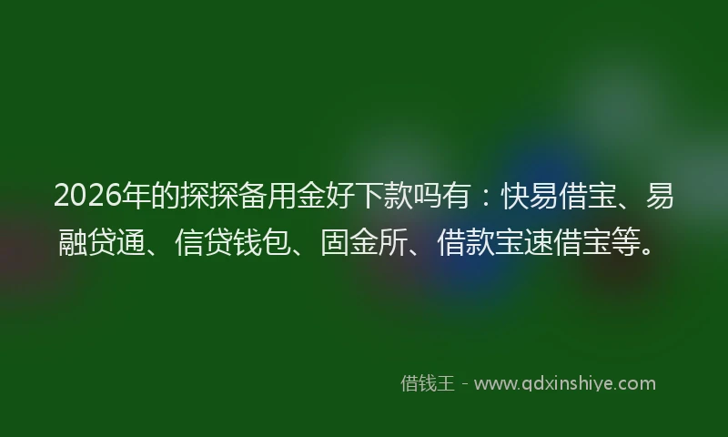 2026年的探探备用金好下款吗有：快易借宝、易融贷通、信贷钱包、固金所、借款宝速借宝等。