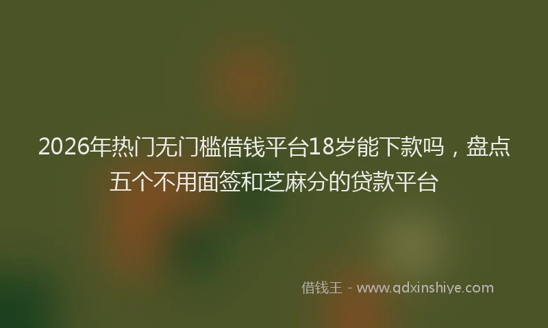 2026年热门无门槛借钱平台18岁能下款吗，盘点五个不用面签和芝麻分的贷款平台