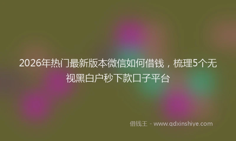 2026年热门最新版本微信如何借钱，梳理5个无视黑白户秒下款口子平台