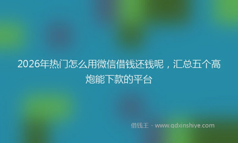 2026年热门怎么用微信借钱还钱呢，汇总五个高炮能下款的平台