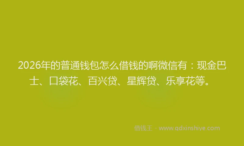 2026年的普通钱包怎么借钱的啊微信有：现金巴士、口袋花、百兴贷、星辉贷、乐享花等。