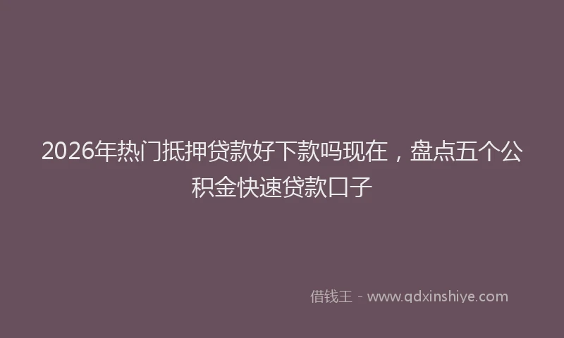 2026年热门抵押贷款好下款吗现在，盘点五个公积金快速贷款口子