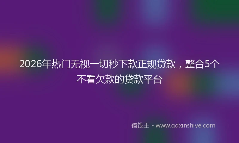 2026年热门无视一切秒下款正规贷款，整合5个不看欠款的贷款平台