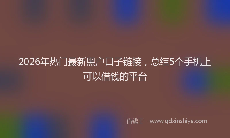 2026年热门最新黑户口子链接，总结5个手机上可以借钱的平台