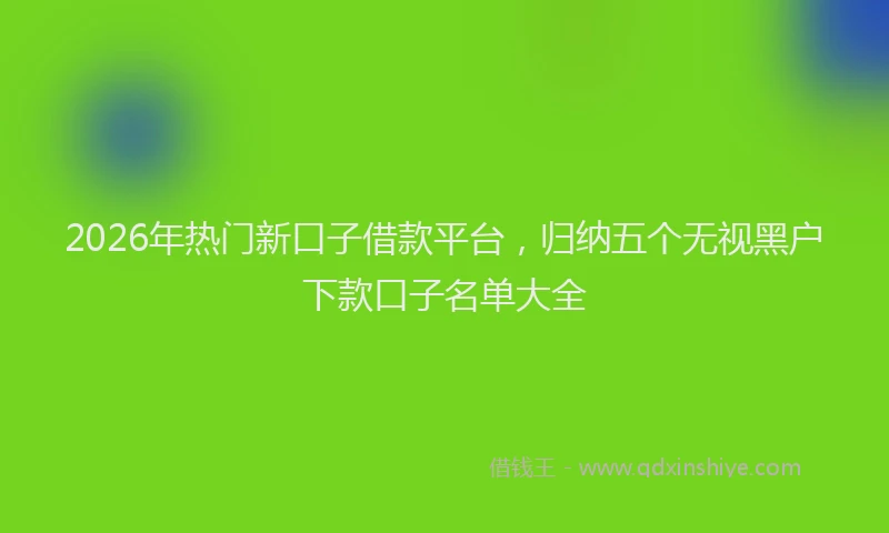2026年热门新口子借款平台，归纳五个无视黑户下款口子名单大全
