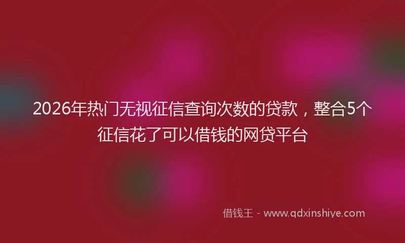 2026年热门无视征信查询次数的贷款，整合5个征信花了可以借钱的网贷平台