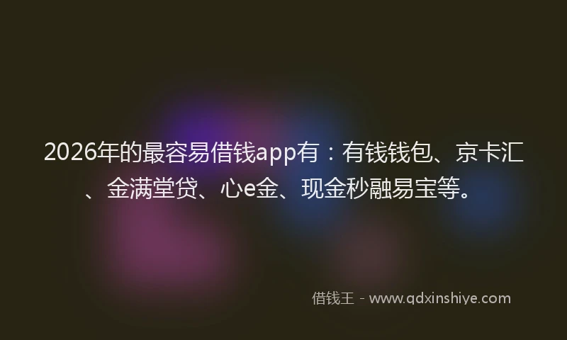 2026年的最容易借钱app有:有钱钱包、京卡汇、金满堂贷、心e金、现金秒融易宝等。