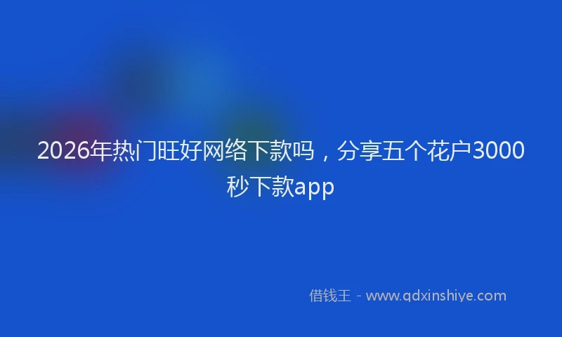 2026年热门旺好网络下款吗，分享五个花户3000秒下款app