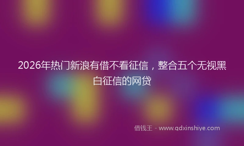 2026年热门新浪有借不看征信,整合五个无视黑白征信的网贷