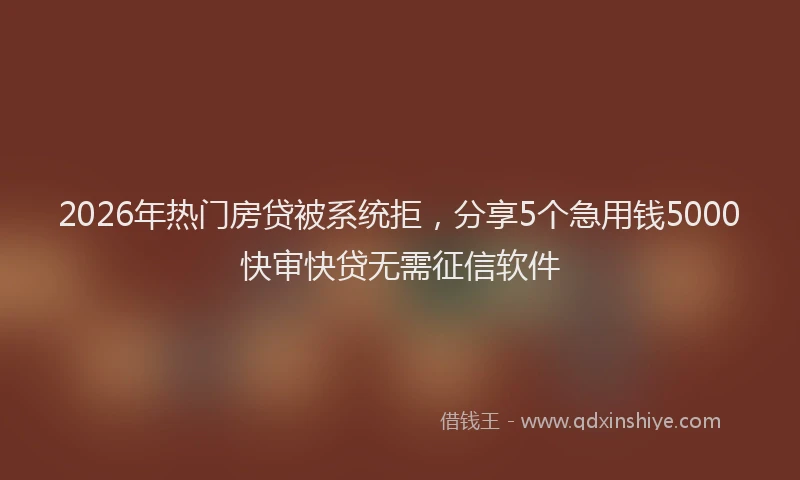 2026年热门房贷被系统拒,分享5个急用钱5000快审快贷无需征信软件