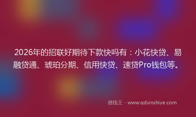 2026年的招联好期待下款快吗有:小花快贷、易融贷通、琥珀分期、信用快贷、速贷Pro钱包等。