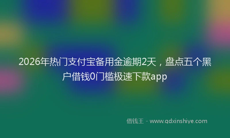 2026年热门支付宝备用金逾期2天，盘点五个黑户借钱0门槛极速下款app