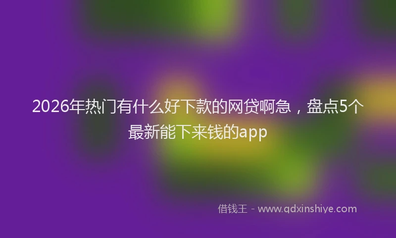 2026年热门有什么好下款的网贷啊急，盘点5个最新能下来钱的app