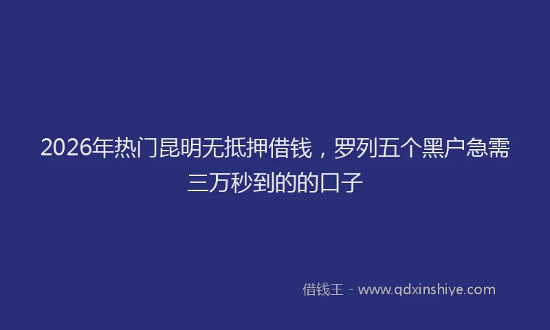 2026年热门昆明无抵押借钱，罗列五个黑户急需三万秒到的的口子