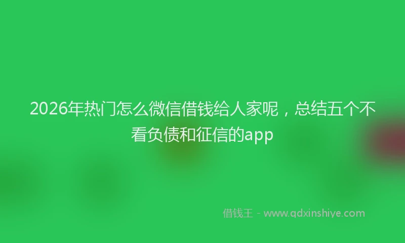 2026年热门怎么微信借钱给人家呢，总结五个不看负债和征信的app