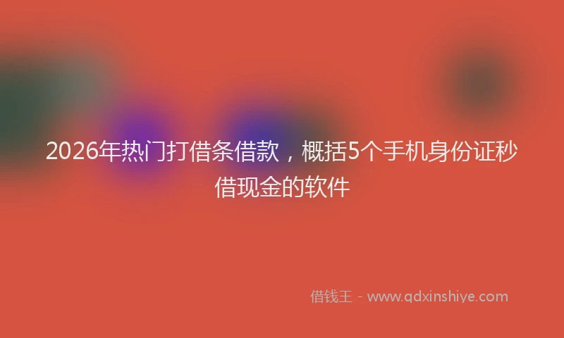 2026年热门打借条借款，概括5个手机身份证秒借现金的软件