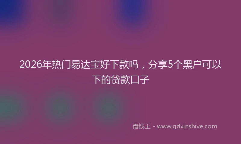 2026年热门易达宝好下款吗，分享5个黑户可以下的贷款口子