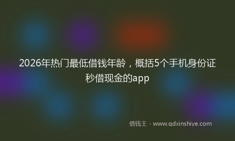 2026年热门最低借钱年龄，概括5个手机身份证秒借现金的app