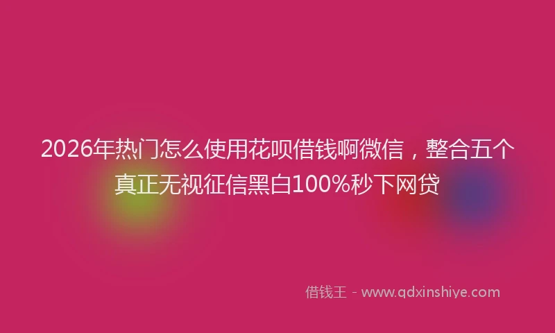 2026年热门怎么使用花呗借钱啊微信，整合五个真正无视征信黑白100%秒下网贷