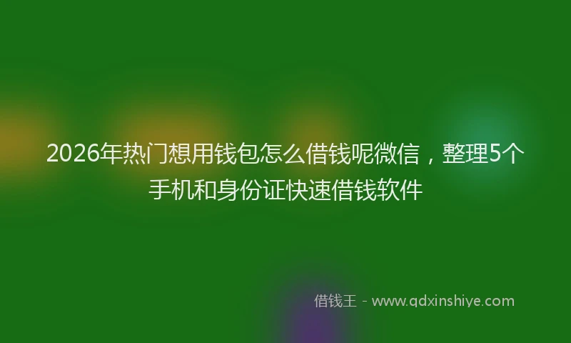 2026年热门想用钱包怎么借钱呢微信，整理5个手机和身份证快速借钱软件