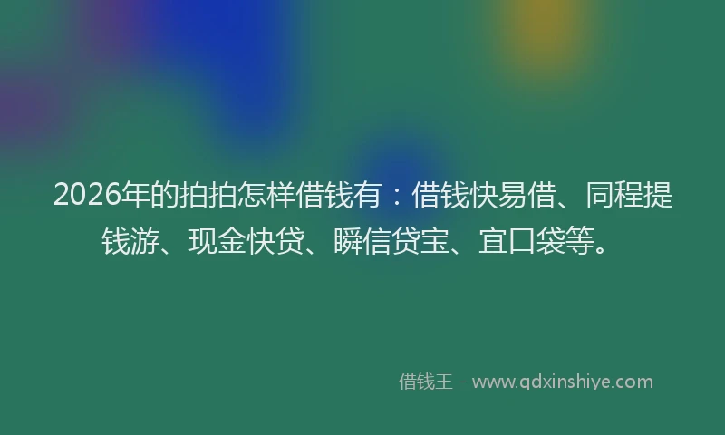 2026年的拍拍怎样借钱有：借钱快易借、同程提钱游、现金快贷、瞬信贷宝、宜口袋等。