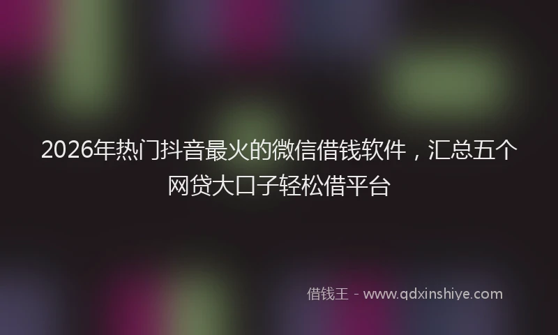 2026年热门抖音最火的微信借钱软件，汇总五个网贷大口子轻松借平台