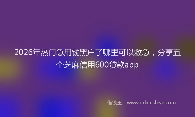 2026年热门急用钱黑户了哪里可以救急，分享五个芝麻信用600贷款app
