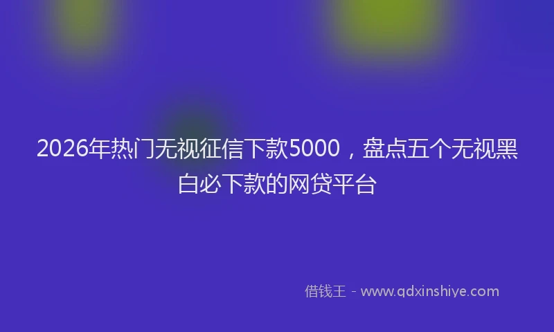 2026年热门无视征信下款5000，盘点五个无视黑白必下款的网贷平台
