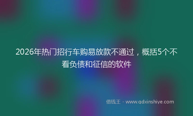 2026年热门招行车购易放款不通过，概括5个不看负债和征信的软件